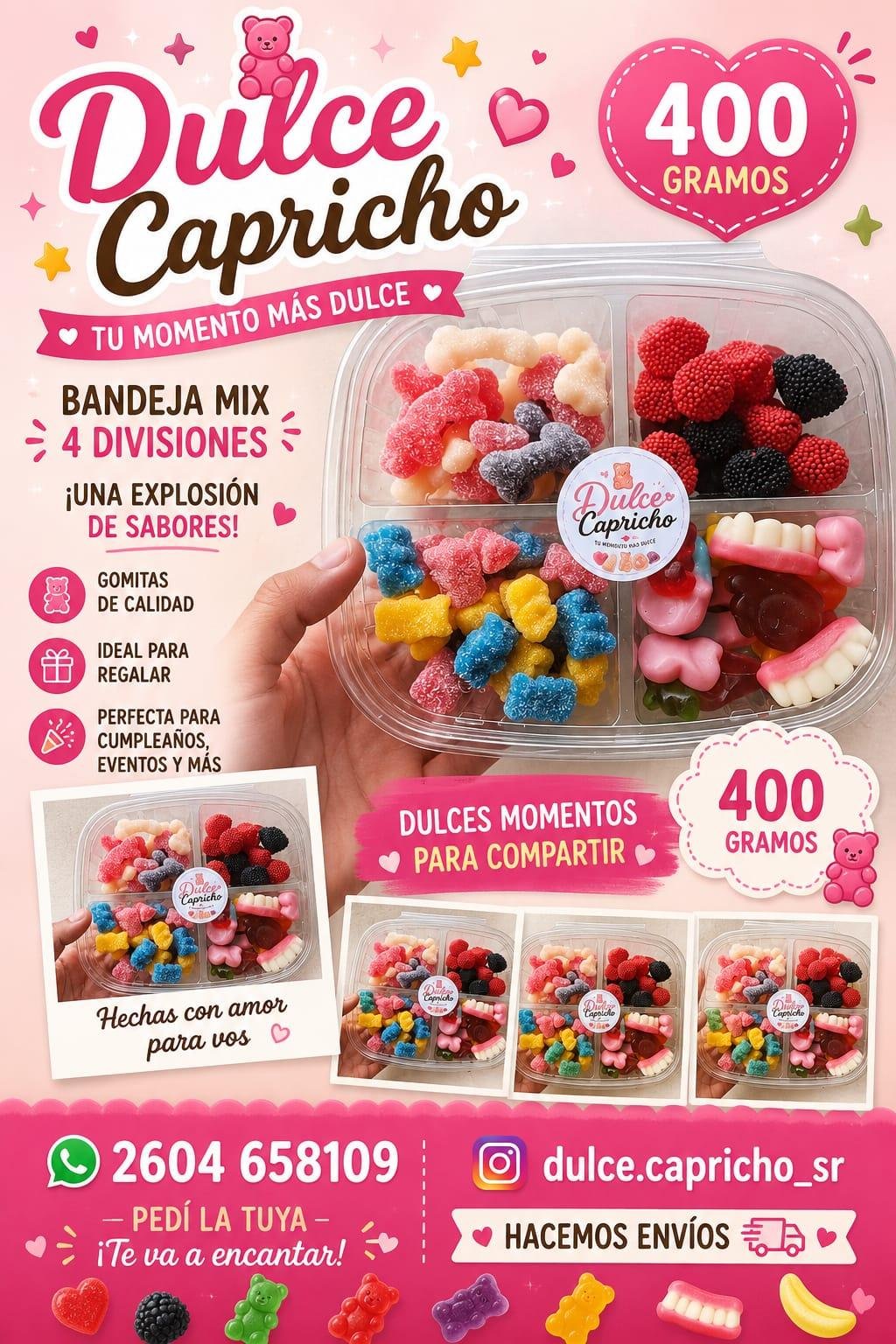 Bandeja de gomitas surtidas 400 gramos 